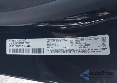 2026 Chrysler Pacifica Limited from USA, damaged, VIN 2C4RC1GG9TR175851